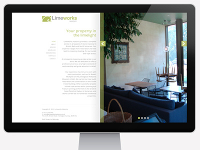 Limeworks Web Layout clean green layout lime masonry photography stonemason web