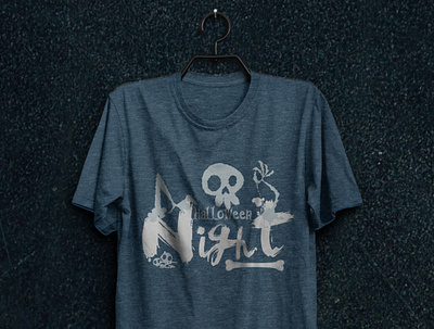 Halloween Night Sticky Skull T-shirt Design scary house skull