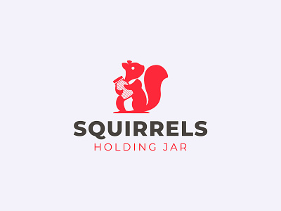 Squirrels Holding Jar Logo animal cute holding illustration jar logo squirrel