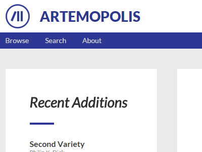 Artemopolis Home Page library literature logo design science fiction web design