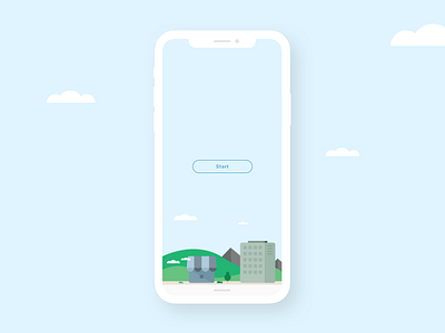 Lets Start app blue city cloud design graphic illustration infographic minimal start ui ux