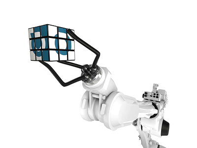 Oqton Puzzle Cube Challenge 3d animation blender brand identity branding design logo loop robot robots