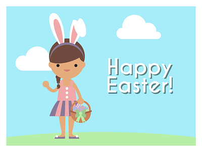 Happy Easter! bunny easter eggs flat flat design spring