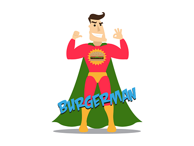 Burgerman burger fun hero illustration superhero