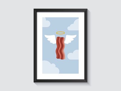 Holy Bacon bacon clouds halo illustration wings