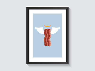 Holy Bacon 2 bacon clouds halo illustration wings