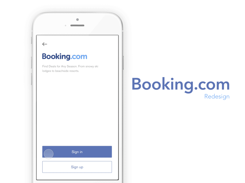 Booking Redesign Sign Up Animation