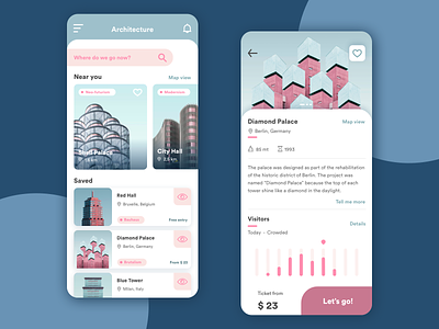 Travel App for Architecture app architecture ios app design mobile travel app ui ux