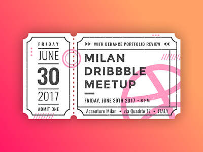 Milan Dribbble Meetup behance card dribbble event gradient illustration invite meetup portfolio ticket ui