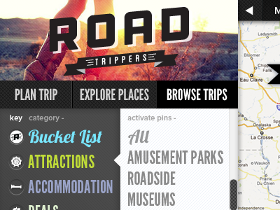Roadtrippers.com Logo section coaches loupe maps road trip roadtrippers travel ui