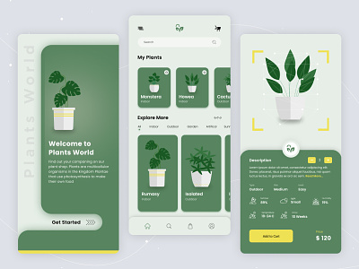 Plants World- Plants Shop Mobile App 2021 2021 ui mobile app 3d animation branding design ecommerce graphic design illustration logo mobile app motion graphics plants plants app tree ui ux