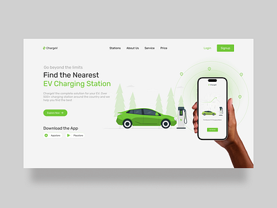 ChargeV Website design designui electricvehicle figma figmadesign finderapp illustration ui uiux website