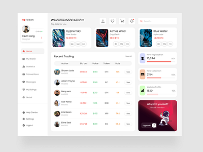 REDJET: Dashboard Design crypto dashboard design designui figma figmadesign ui uiux webapp webui