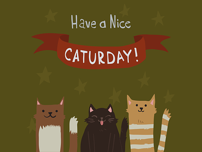 Caturday Postcard cartoon cat caturday flat friday illustration party postcard saturday