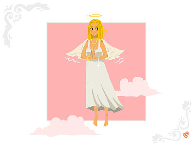 Angel Girl Greeting Card angel card christmas flat fun girl holy illustration illustrator stock vector