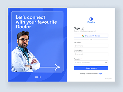 Sign up screen button clean design design doctor form health login minimal sign up sign up screen ui uiux web design