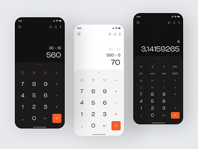 Calculator App app design button calculator clean design dark mode design light mode minimal mobile design modern number ui uiux