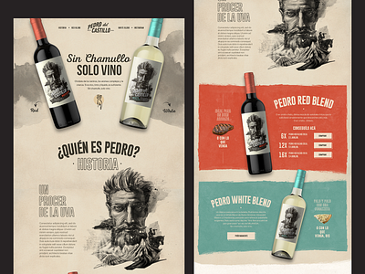 Pedro del Castillo - Wine Product Landing grunge landing paper product webdesign wine