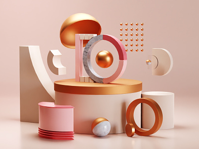 3d Abstract shapes composition