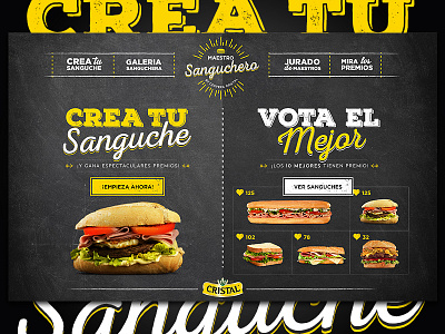 Maestro sanguchero - Master of sandwich blackboard burger chalk dark grunge humburger microsite promo sandwich sanguche sanguchero yellow