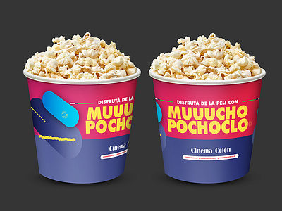 Cinema Popcorn bucket option 2 cinema magenta movies popcorn theater yellow
