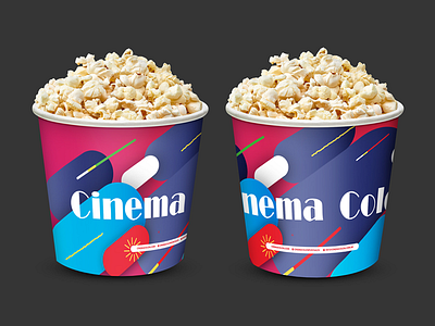 Cinema Popcorn bucket option 1 cinema magenta movies popcorn theater yellow