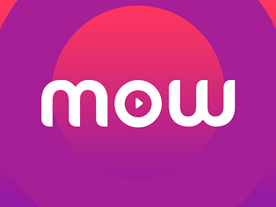 Mow Player logo ad circle logo monetizing play player purple red video