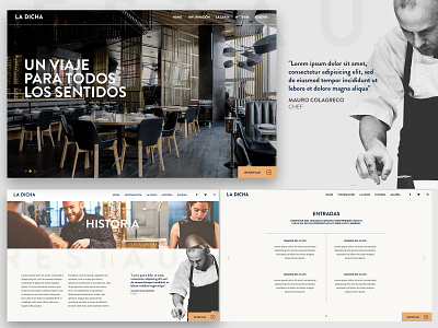 La Dicha Restaurant Web Design chef clean exclusive food luxury re branding restaurant typography ui web yellow