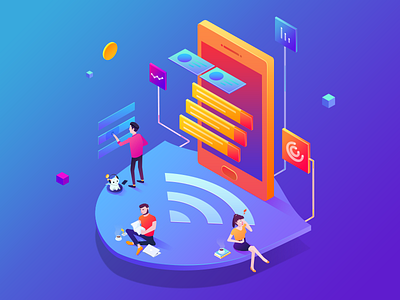 Wifi Manager For The New Illustration illustration isometric loading manager page wifi