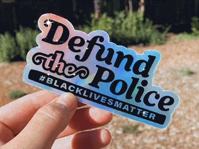 Defund the Police blacklivesmatter blm donations holographic ligature sticker
