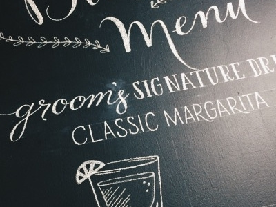 Bar Menu Chalkboard WIP bar chalk chalk art chalkboard groom his and hers lettering lime margarita menu wedding wip