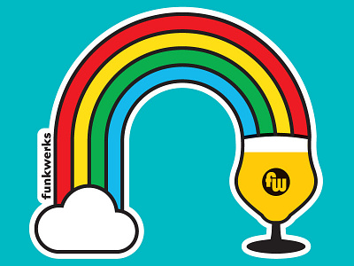 Saison Rainbow Sticker beer cloud funkwerks gold mockup pot of gold rainbow saison sticker