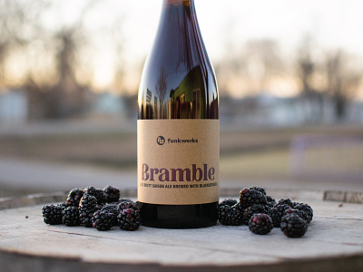 Bramble Label beer beer label blackberries blackberry embossed funkwerks kraft label saison simple sour beer
