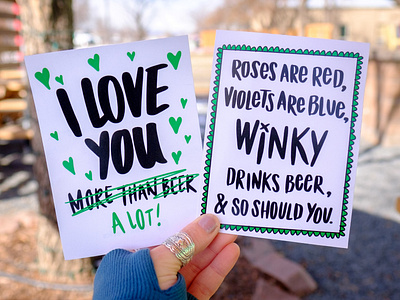 Valentine's Day at Funkwerks beer brewery card funkwerks green hand drawn ipad pro lettering procreate valentines day