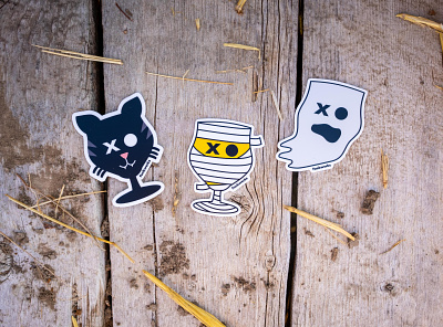 Spooky Sticker Set beer beer branding cat funkwerks ghost halloween illustration mascot mummy spooky stickers winky