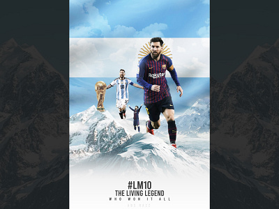 Leo Messi won World Cup Manipulative Social Media Poster Design football world cup 2022 graphic design lio messi lionel messi lm10 manipulative poster design messi with world cup photo manipulation social media poster design world cup 2022