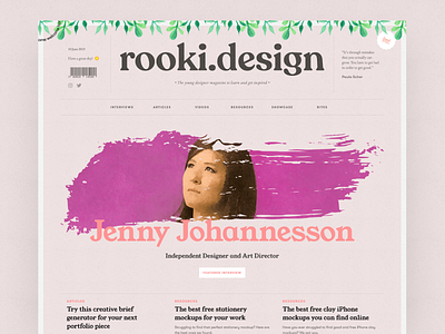 rooki.design / The young designer magazine articles blog brush illustration interviews junior magazine paper product ui uiux young