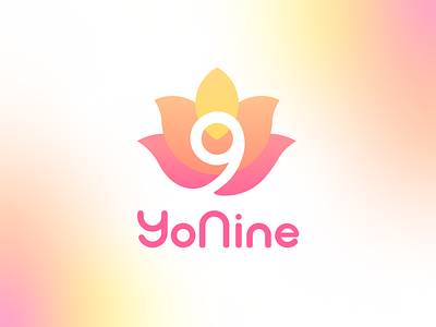 YoNine App Logo app balance branding design logo lotus nine orange pink wellness