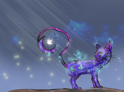 Spectral Cat. animal creature design design digital art illustration