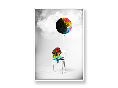 I Want To Go To Moon art branding chair cloud design dog far love moon photoshop wall want
