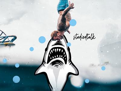 I Got You canvas creative illustration jump man sea shark studiodtalk water wild