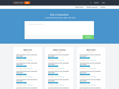 Question & Answers 3 coloumn 960 grid answers layout questions simple user interface web page