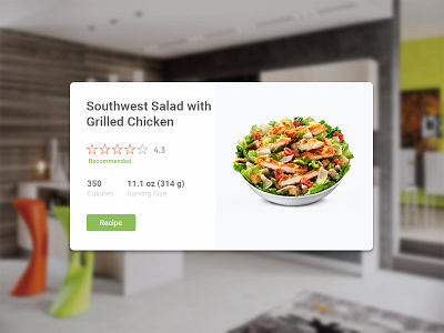 Recipe Card app calories card food grilled chicken recipe restaurant salad southwest ui web widget