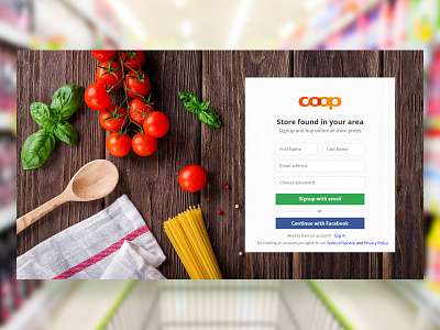 Coop - Online Grocery Store grocery india online shop sign up signup store tomato ui ux web wood