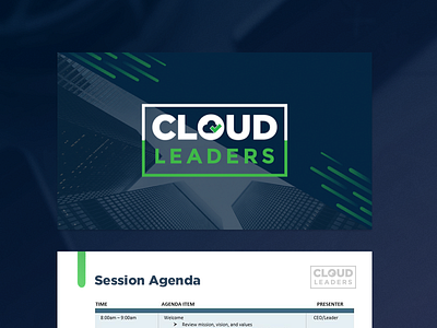 Cloud Leaders Presentation Template blue event logo powerpoint presentation