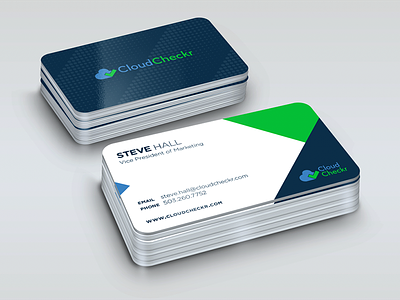 CloudCheckr Business Card blue business card green print design