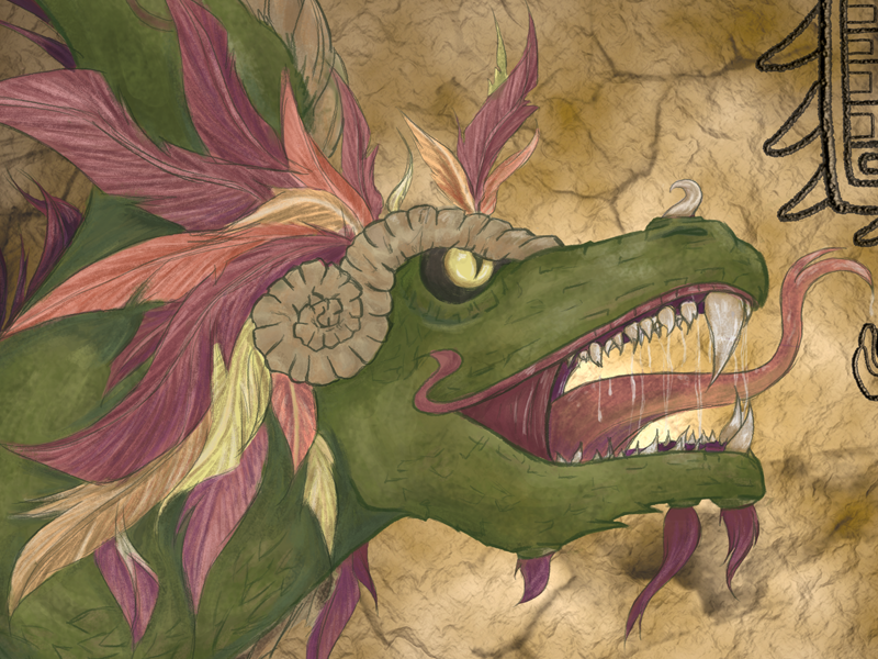 Mythical Threads: Quetzalcoatl mayan art quetzalcoatl photoshop mythology digital painting graphic design web design mythical creatures