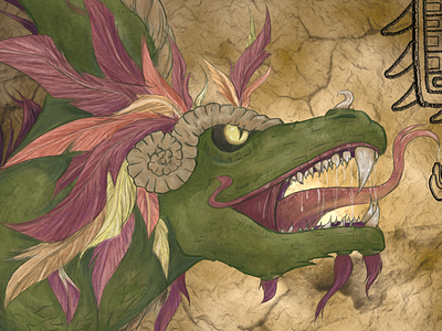 Mythical Threads: Quetzalcoatl digital painting graphic design mayan art mythical creatures mythology photoshop quetzalcoatl web design