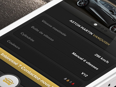 Car Details black button call to action car colours dark details icons iphone list view login mobile puces tab bar voiture