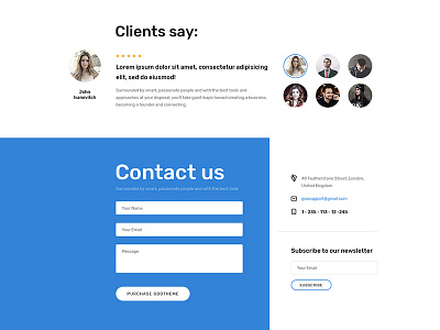 Template Contact & Testimonials design site template theme ui ux